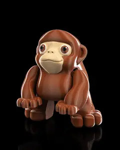 Stretching Monkey - Brown Articulated Statue Figurine print articulating