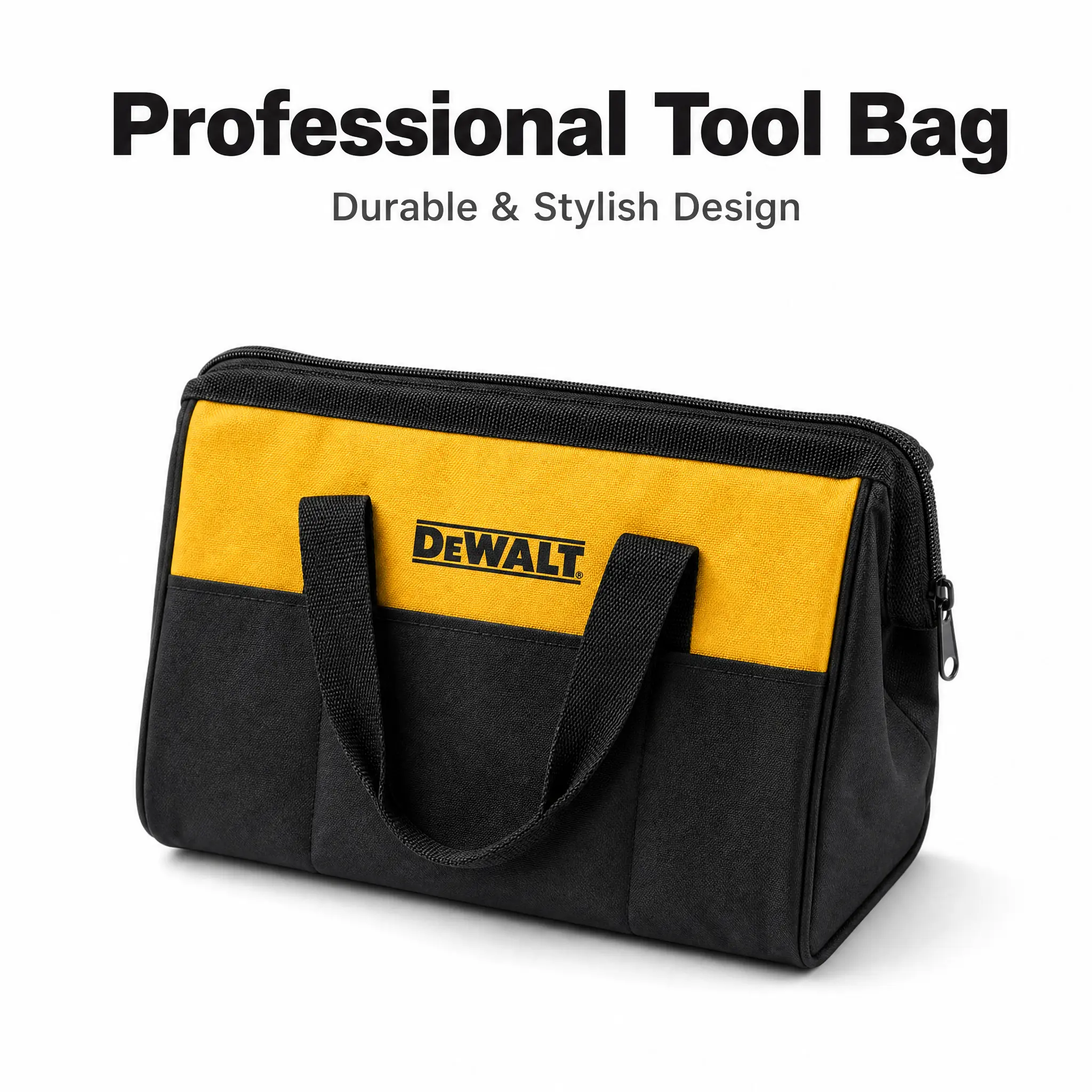 DEWALT Heavy-Duty Tool Bag, 28cm/11in Tote with Pockets and Shoulder Strap – Organize Jobsite Gear for Electricians