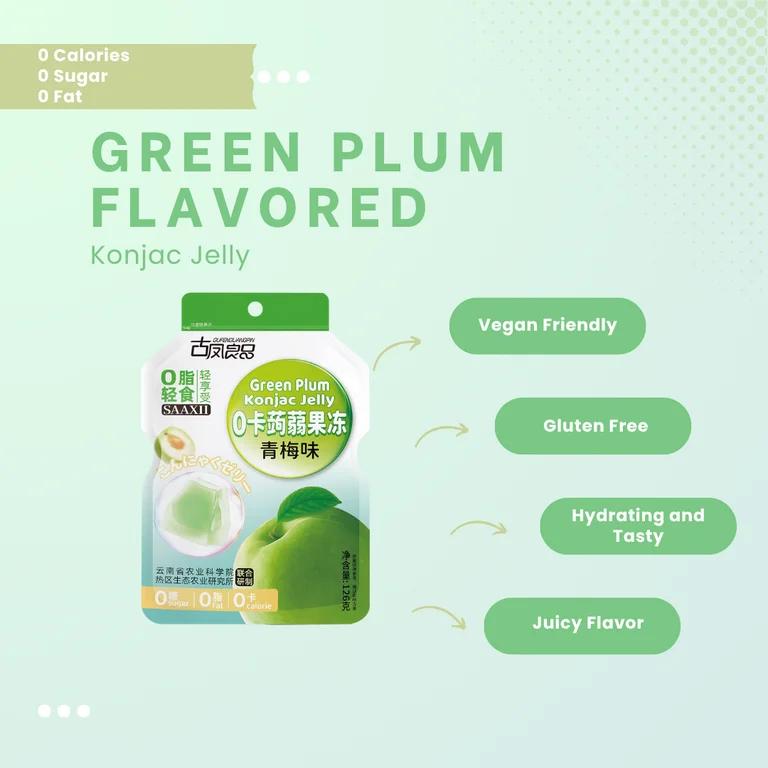 SAAXII Konjac Jelly Zero Sugar Low Calorie Snow Pear Flavor High Fiber Vegan Gluten Free. 1 Bag includes 8 Mini Packs