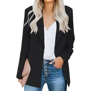 Women's Casual Long Sleeve Lapel Button Slim Work Office Blazer Jacket