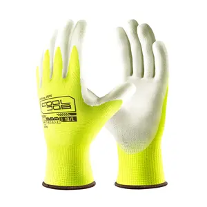 COOLJOB 12/60/120 Pairs Safety Work Gloves Pack Bulk with Grip PU Coating（Yellow）