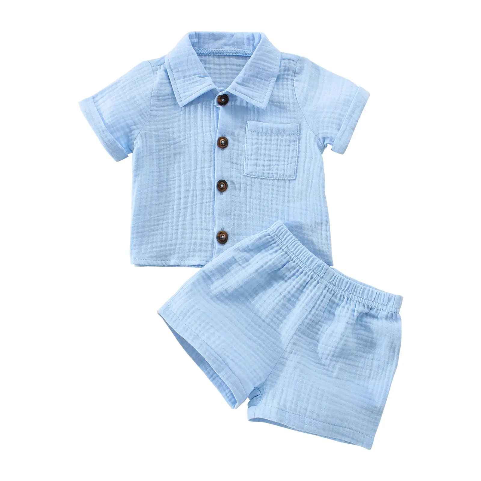 0-3Years Toddler Baby 2Piece Summer Birthday Outfits, GentlemanShort Sleeve Button Down Lapel Shirt + Shorts Set