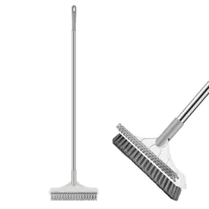 3-In-1 Bathroom Floor Brush Set, Long Handle Hard Bristle Scrubber for Grout & Tub Cleaning, Durable Household Toilet Cleaner Tool
