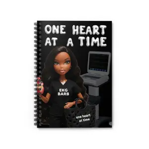 One Heart at a Time Nurse Doll Spiral Notebook | EKG Barb Cardiology Journal