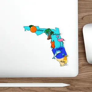 “Florida State” Illustration Die-Cut Water-resistant Vinyl State Stickers