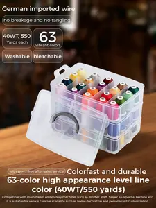 Simthread 63 Colors Polyester Embroidery Thread Kit 550 Yards 40 Weight for Brother Babylock Janome Singer Pfaff Husqvarna Bernina Machines High Tenacity Colorfast