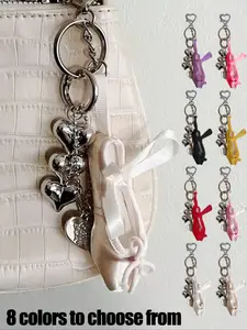 8-Color Handmade Ballet Shoe Keychains – Mini satin shoe-shaped keychains, cute bag charms and wallet accessories, personalized keychains, perfect as a themed gift for women, girls, dancers, and ballet enthusiasts.