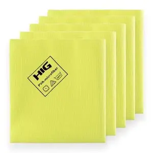 HIG PVA Microfiber Towel Car, Professional Grade Synthetic Chamois Cloths with Smooth Finish, Streak-Free Shine, Ultra Absorbent & Reusable All-Purpose Cleaning Cloths for Car/Kitchen (5, Yellow)