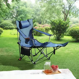 3-Level Reclining Folding Camping Chair with Cup Holder & Side Pocket, Portable Outdoor Lounge Chair with Carry Bag, 264LBS Heavy-Duty for Camping, Beach, Picnic