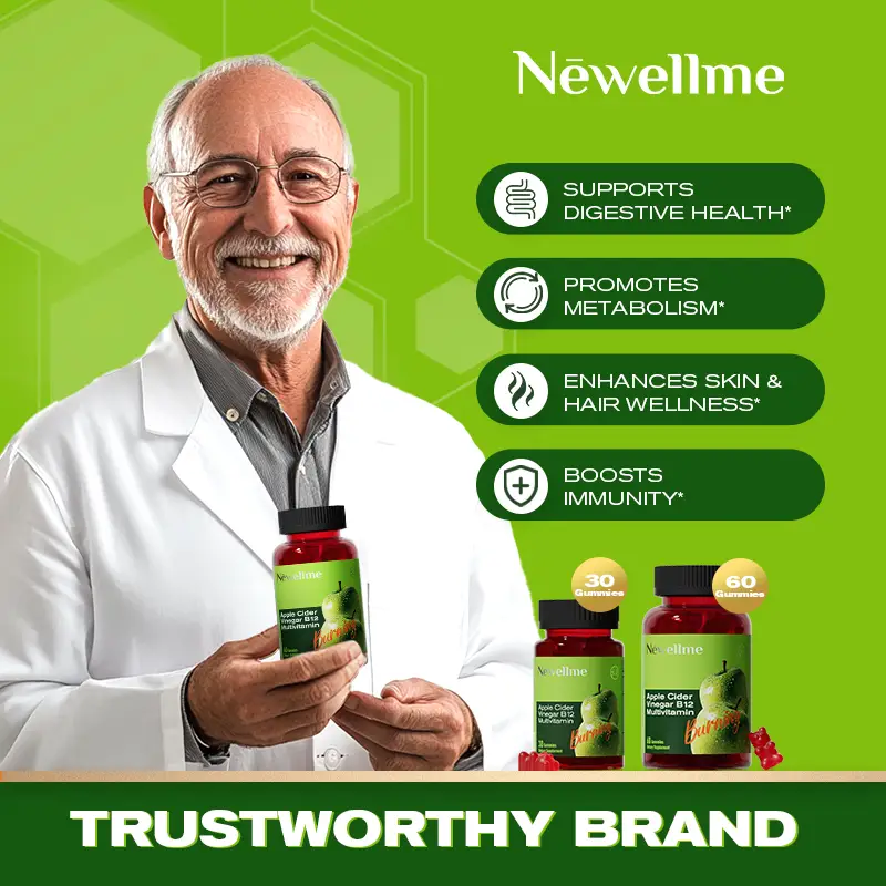 Apple Cider Vinegar Gummies Formulated to Support Normal Energy Levels & Gut Health - Supports Digestion, Detox & Cleansing - ACV Gummies W/VIT B12