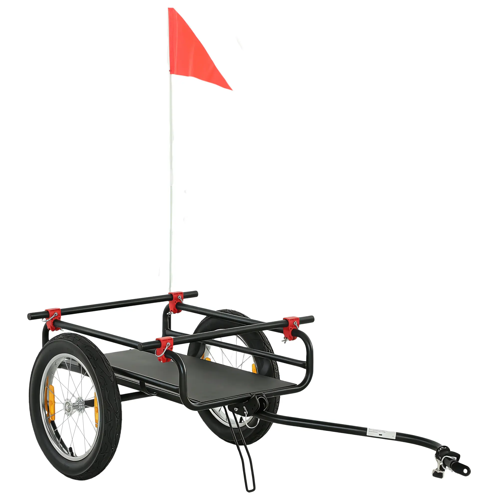 2-In-1 Bike Cargo Trailer & Wagon Cart – Converts to Handcart. 16" Pneumatic Wheels. 132 lbs Capacity. Flexible Flatbed/Cargo Box. Kickstand. Safety Flag