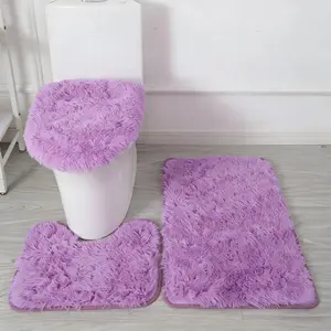3-Piece Pink Bathroom Rug Set Super Absorbent Microfiber Anti-Slip Mats with Suction Cups for Tub Shower Floor Safe Cozy Bath Spaces