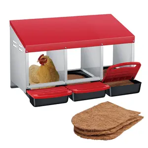 8-Compartment Heavy Duty Chicken Nesting Box, Metal Hen Laying Box with Breathable Holes & Resting Platform, Wall Mounted/Floor Rollaway Chicken Nest Box