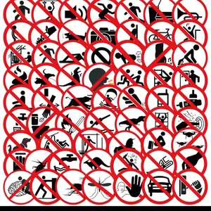 62 Pieces of Fun Warning Stickers for Luggage Notebooks Guitars Skateboards Waterproof PVC Graffiti Stickers with Diverse Icons