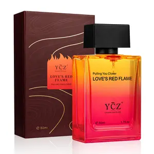 YCZ Love's Red Flame Men's Eau de Parfum 50ml - Romantic Scent with Lemon Pineapple & Ambergris - Passionate Cologne for Men - Quiet Haven Symbolic Perfume