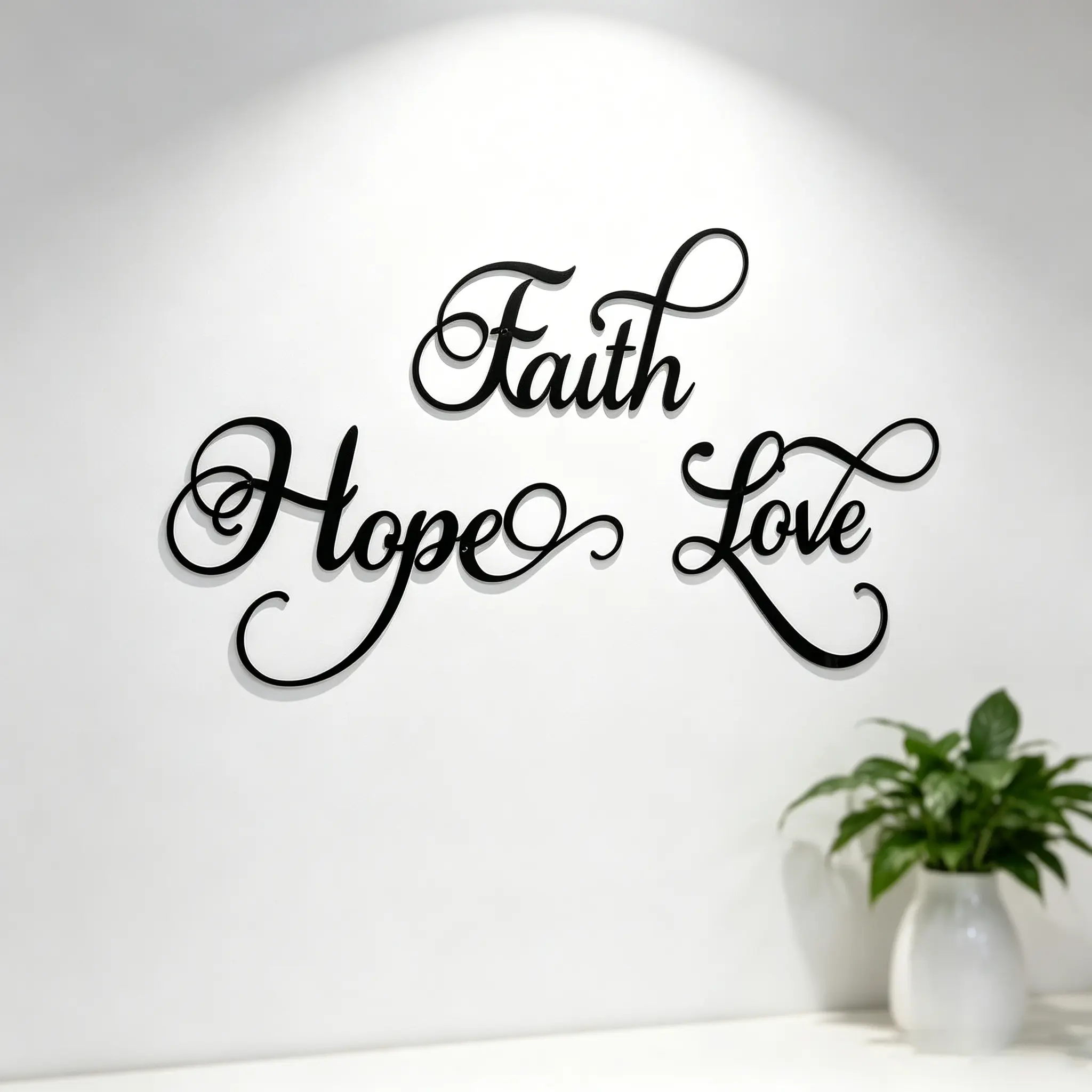 3-piece 'Faith Hope Love' metal wall decoration inspirational black letter sign wall art rustic farmhouse single word metal sign home wall decor suitable for home bedroom living room