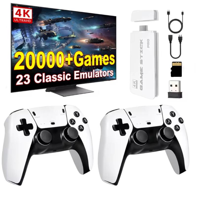 20000+ Games Wireless Retro Game Stick, Vintage Game Stick HD Output System, 2.4G Wireless Controllers, 64G TF Card for All Ages - Console