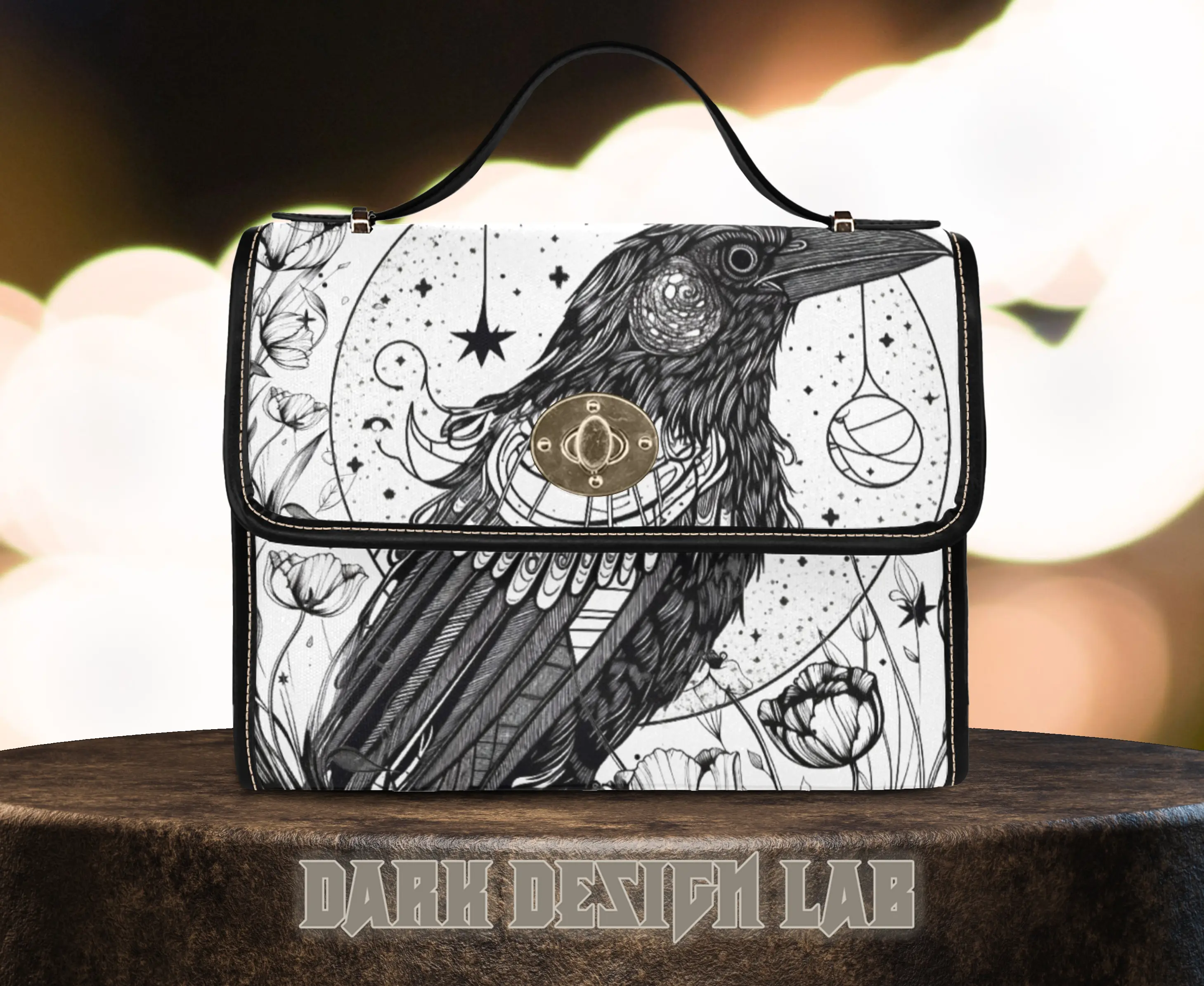 Goth Crow Witchy Satchel Bag - Vegan Leather Organized Witchcraft Bag - Goblincore Purse
