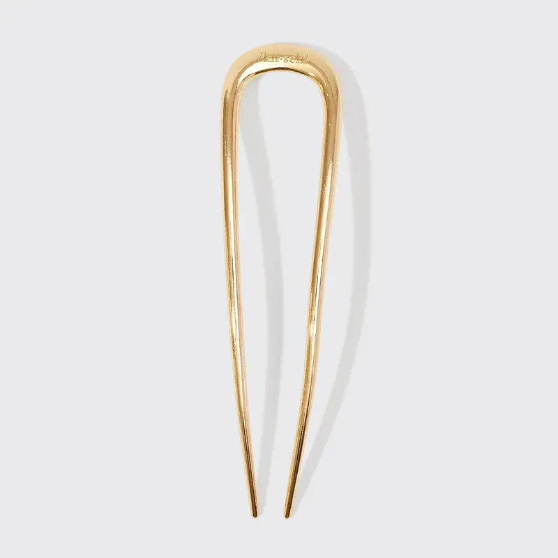 Metal Enamel French Hair Pin - Gold
