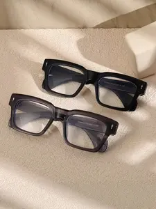 Men's Thick Frame Rectangular Glasses, Transparent Lens Design, Stylish Eyewear for Men, Fashionable and Durable Spectacles