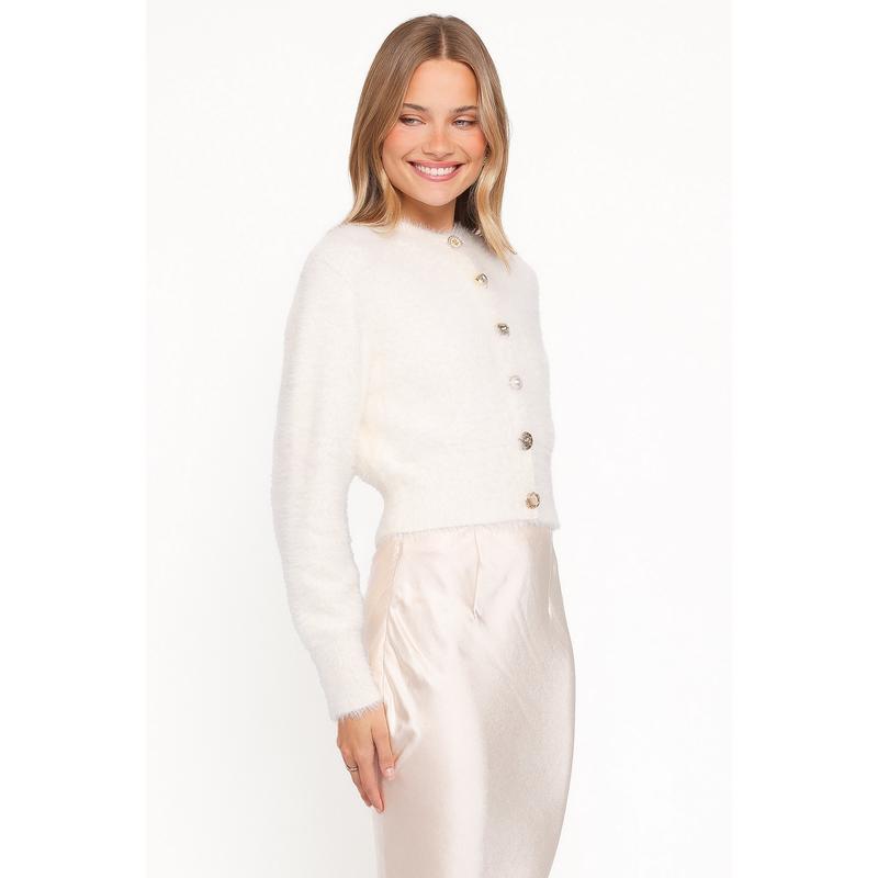 Jintie Vintage Button Cardigan - Cream