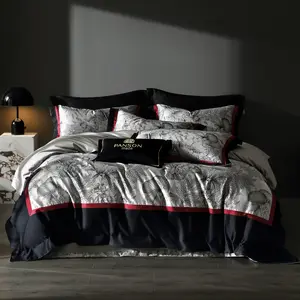 High-Count Jacquard Brocade 4-Piece Bedding Set, Custom-Made Bed Linen, Super Soft Gilded Color-Woven Jacquard with Silky Glossy Finish, Soft Bedding Sets, Premium Bedding for Discerning Tastes