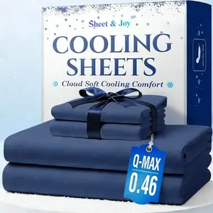 4pcs Cooling Bamboo Bed Sheet Set, 3000 TC Extra Deep Pocket 20 Inch Bed Sheet, Children Luxury Soft Hotel & Cooling Sheet Set for Hot Sleepers, Wrinkle & Shrink Resistant, Fitted Sheet+Flat Sheet+Pillowcases, Twin/ Full/ Queen/ King, Fast Delivery