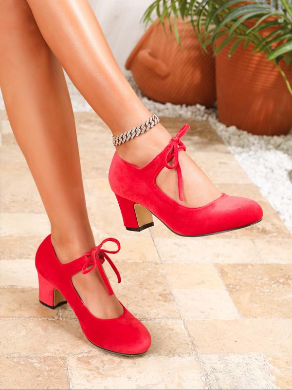Women's Vintage Elegant Velvet Mary Jane Shoes, Bow Tie Heart Buckle High Heels, Party Wedding Christmas Business Casual Summer Women's Vintage Elegant Velvet Mary Jane Shoes, Bow Tie Heart Buckle High Heels, Party Wedding Christmas Business Casual Summer