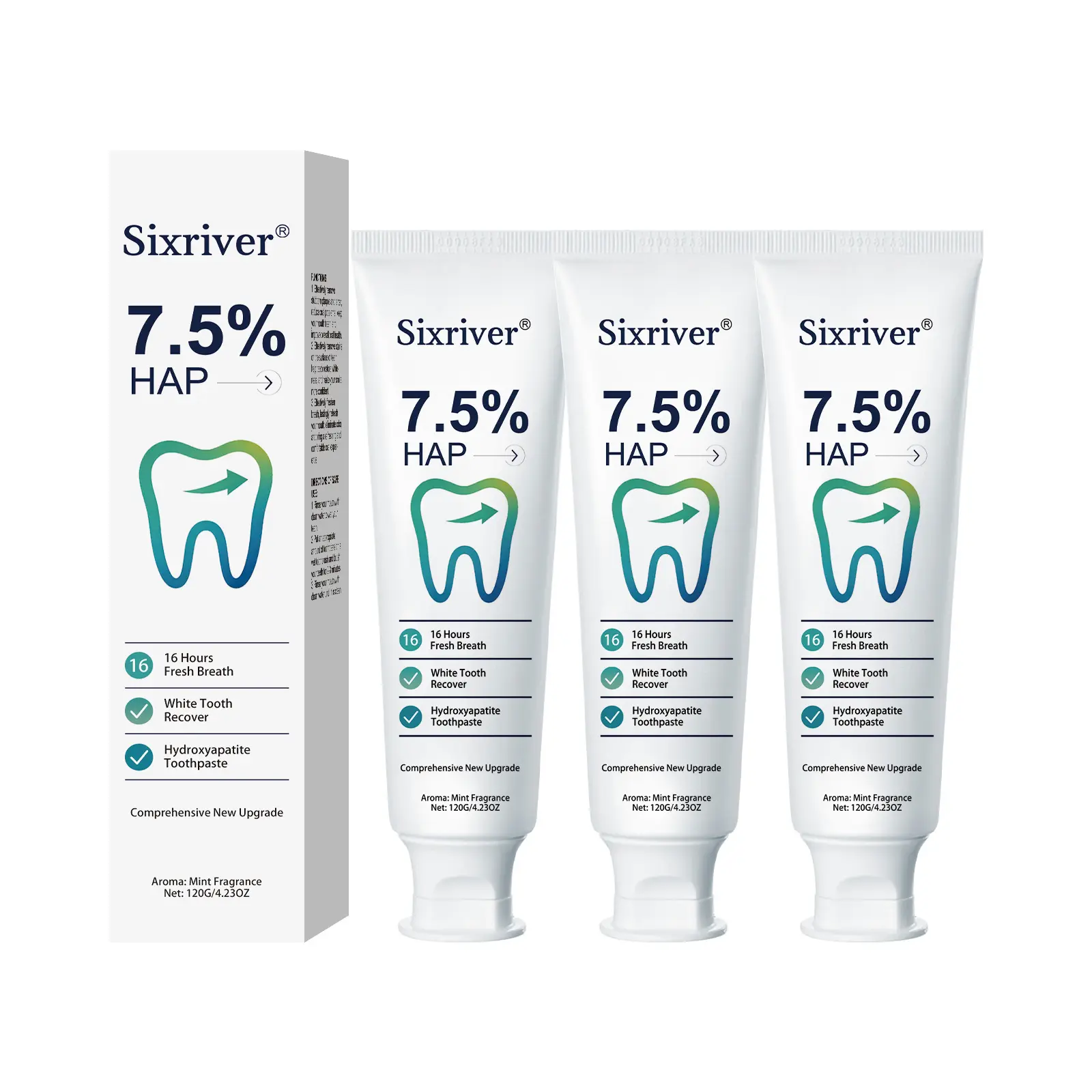 7.5% Nano Hydroxyapatite Toothpaste for Enamel Care & Teeth Whitening, Fluoride Free Gentle Mint Formula, Fresh Breath, Sensitive Teeth, Daily Oral Care
