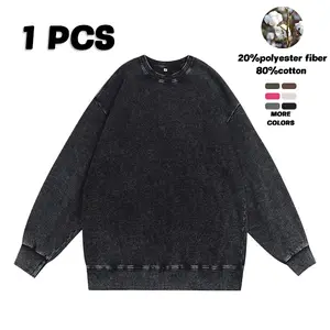 Men’s loose-fit washed casual crewneck top made from skin-friendly, breathable material—ideal for layering in autumn/winter and suitable for various everyday activities like light workouts and outings.