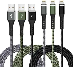 iPhone Charger 3-Pack 3FT, Nylon Braided Lightning Cable Fast Charging Cord for iPhone 14-11 Pro Max XR X 8 7 6 SE iPad USA