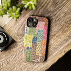 Patchwork iPhone Case – Colorful Vintage Quilt Pattern Phone Cover for Boho Style