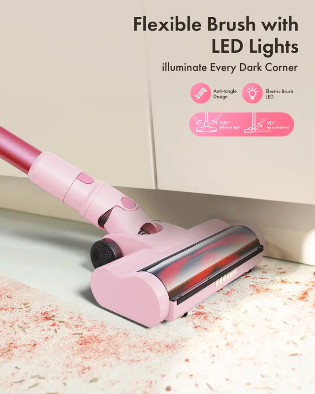 Dezkly Cordless Vacuum Cleaner, 300W 23KPa Lightweight Stick Vacuum with 48mins Runtime Battery, 3 Suction, LED Display, Powerful Vacuum Cleaner with Sofa Brush for Hard Floor/Carpet/Pet Hair/Car 3
