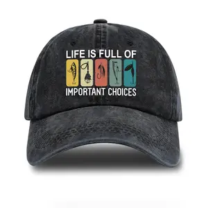 Fishing Adjustable Cotton Baseball Cap, Funny Trucker Hat Gift for Men Women Grandpa Dad Fishing Lover Fisherman