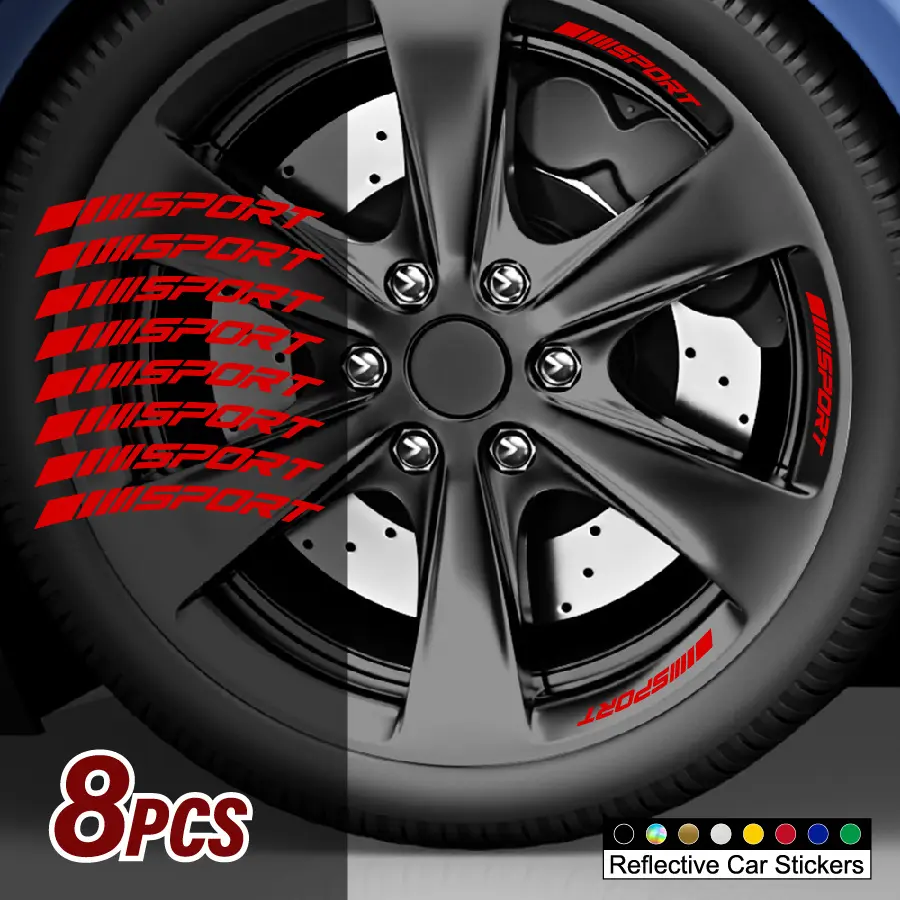 1SET For Car Wheels/Car Sport Enthusiast Notebooks Sport Logo Elements Decor Make each use full of vibrant sporty vibe, "M SPORT" logo + reflective texture + wheel-adapted details fixed on items Car Decal Sticker, Stickers For Cars