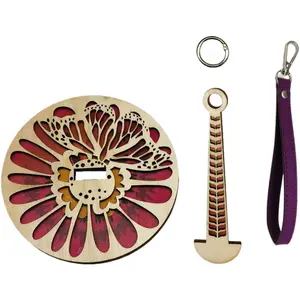 Portable Wooden Wrist Yarn Holder with Leather Strap Knitting and Crocheting Craft Tool Yarn Storage Spinner for Crochet Travel Butterfly