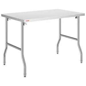 VEVOR Folding Commercial Prep Table, 48x 30 Inch Commercial Worktable Workstation, Heavy-duty Stainless Steel Folding Table with 300 lbs Load, Kitchen Work Table, for Home Kitchen Restaurant Garage