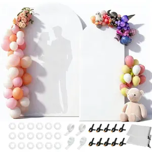 Arch Backdrop Cover Set of 2(6FT, 7.2FT), Spandex Fitted White Arch Covers, Round Top Balloon Arch Backdrop Stand Cover for Baby Shower Birthday Wedding Graduation Banquet Background Decoration
