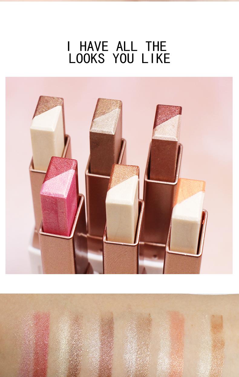 6pcs/set Pearlescent Two-color Eyeshadow Stick - Pearlescent Polarized Design, Waterproof and Smudge-proof, Smooth Application, Long-lasting Smoky Eyeshadow Pen, Suitable for Daily and Party Looks, Glitter Shimmer Eyeshadow