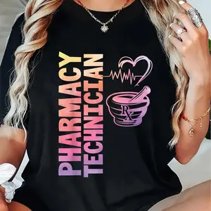 100% Cotton Pharmacy Technician Pharmacist Heartbeat Mortar T-Shirt Shirt