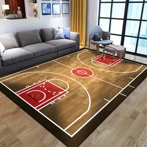 Rectangular Basketball Court Rug: HD Printing, Double Lock Edge, Machine Washable, Non - slip, Ideal for Multiple Rooms & Birthday Gift, Home Decorative Rug, Home Decor Rugs
