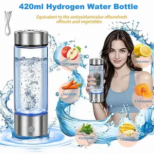 Hydrogen Water Bottles - 420ml Hydrogen Water Bottle Generator with SPE PEM Technology, Rechargeable Ionizer for Home, Office, and Travel - Drinkware