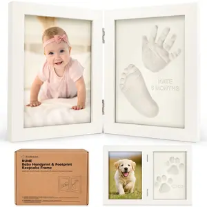 Baby Hand and Footprint Kit - Quick Dry Clay for Newborn Keepsake Feet and Handprint, Nursery Picture Frame, Cat Dog Paw Print Kit, Personalized New Mom Gifts for Baby Showers & Registry (Petal Pink) teethers rainbow rattle