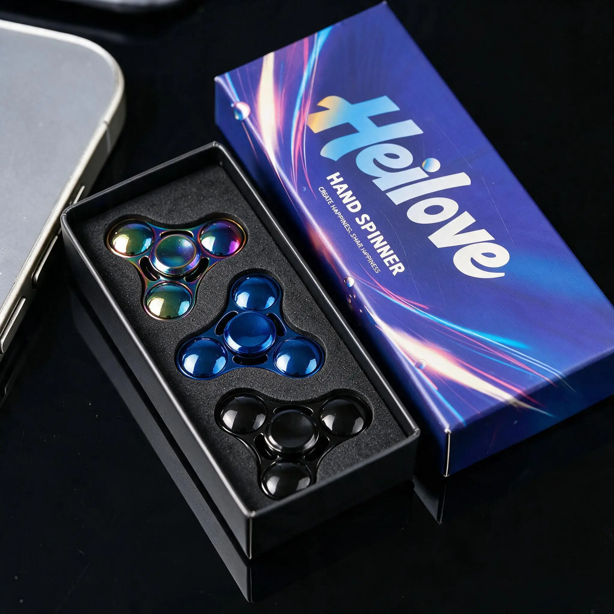 HEILOVE Alloy Metal Gyro Spinner - Cyclone Triangle Desk Fidget Tool, Portable Work Fidget Stress Relief Unisex Toy for Kids & Adults