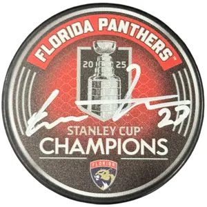 Eetu Luostarinen Autographed Florida Panthers (2025 Stanley Cup Champs) Hockey Puck - JSA