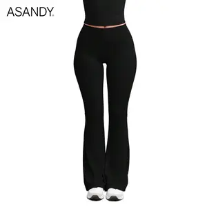 ASANDY Women's High-Waist Stretchy Flared Bottoms - Chic Lady's Basic Comfortable Bootcut Trousers, Casual Streetwear Summer Everyday Essential Pants