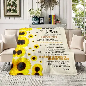 To My Beautiful Niece: Sunflower Blanket | A Loving Message from Auntie | Inspirational Flannel Throw | A Heartwarming Gift & Encouraging Words from Auntie to Niece | Made in the USA