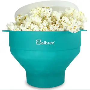 The Original Collapsible Silicone Microwave Popcorn Popper Maker Machine, Microwavable Bowl Holds 16 Cups, Uses Hot Air and Oil Always Optional - The Most Colors Available (Aqua)