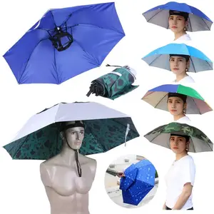 Oversized Hands-Free Umbrella HatAdjustable Sun Rain Cap,7-Rib Anti-UVWaterproof Headwear for Fishing Gardening GolfSunshade Outdoor