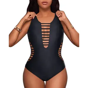 Aqua Eve Women Sexy One Piece Swimsuits Plunge Deep V Neck Cutout Bathing Suits  SwimWeek  summervibes